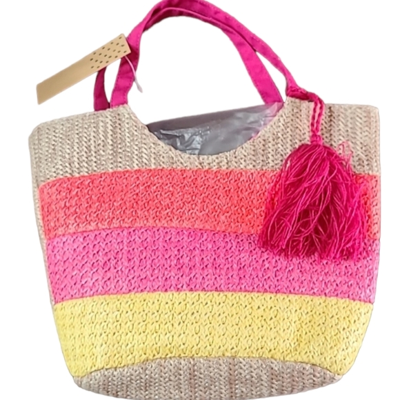 CUTE, COLORFUL SUMMERTIME STRAW BAG - Picture 2 of 7
